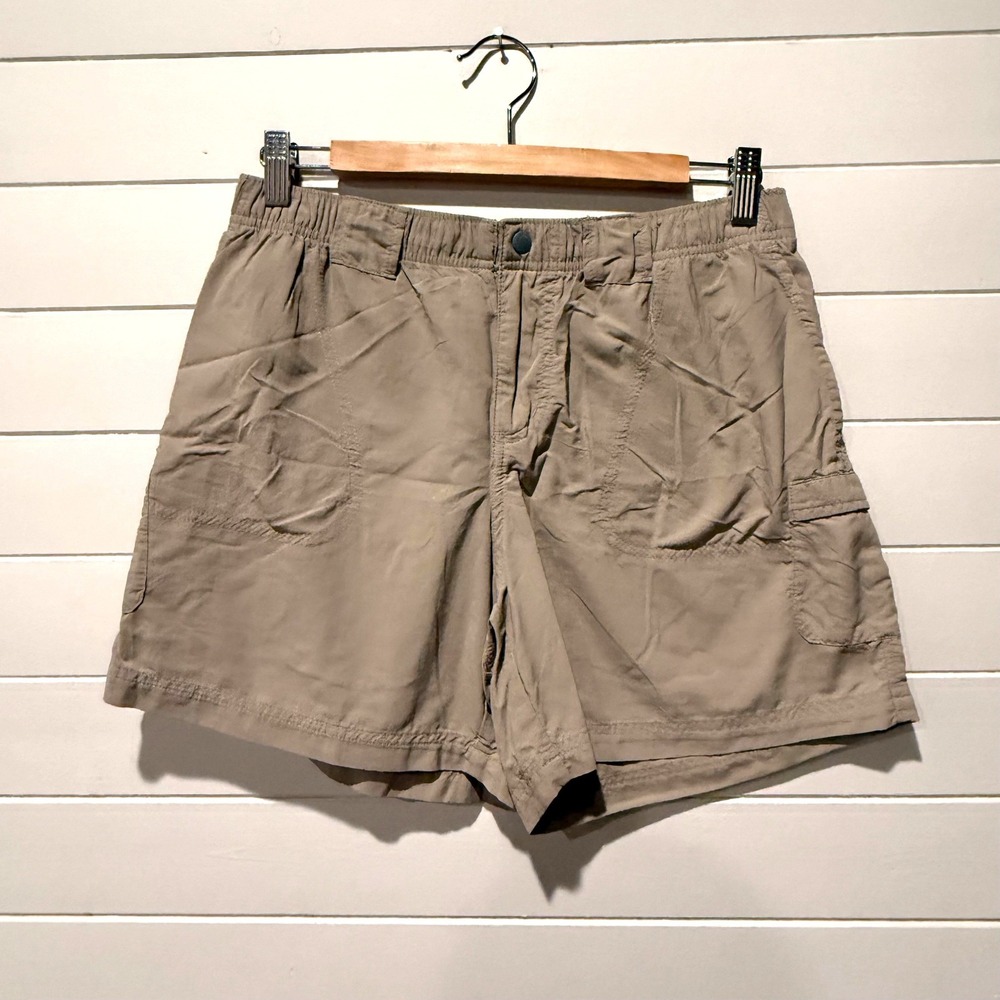 Columbia Sandy River Cargo Shorts Womens M Tan Khaki Nylon Hiking Utility AL4572